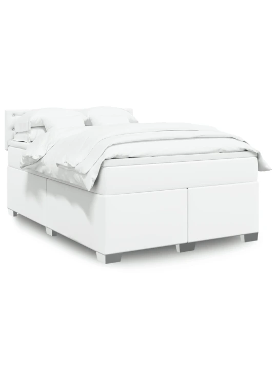 Box spring postel s matrací bílá 140x200 cm umělá kůže