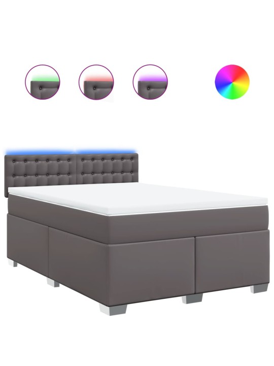 Box spring postel s matrací šedá 140x200 cm umělá kůže