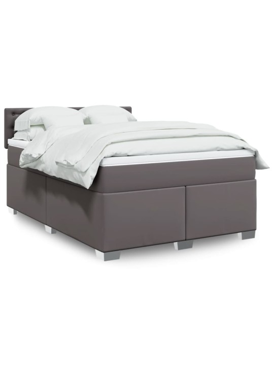 Box spring postel s matrací šedá 140x200 cm umělá kůže