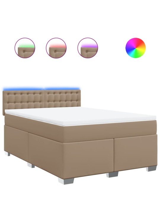 Box spring postel s matrací cappuccino 140x200 cm umělá kůže