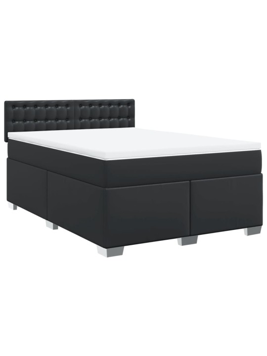 Box spring postel s matrací černá 160x200 cm umělá kůže