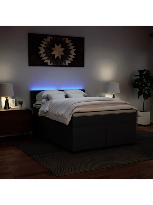 Box spring postel s matrací černá 160x200 cm umělá kůže