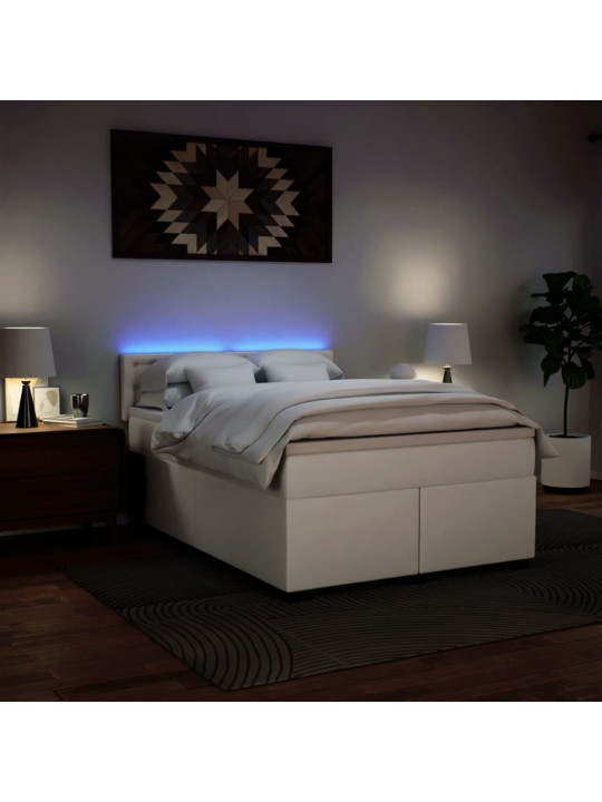 Box spring postel s matrací bílá 160x200 cm umělá kůže