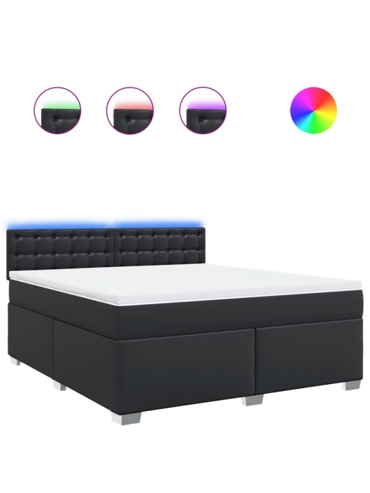 Box spring postel s matrací černá 180x200 cm umělá kůže