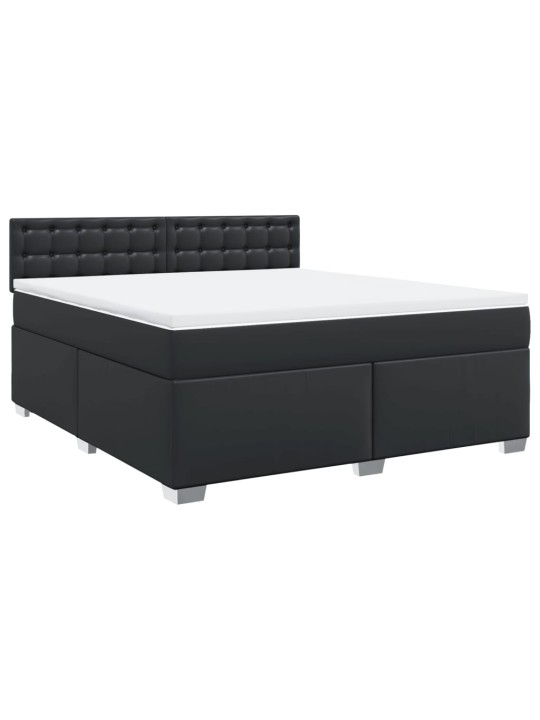 Box spring postel s matrací černá 180x200 cm umělá kůže