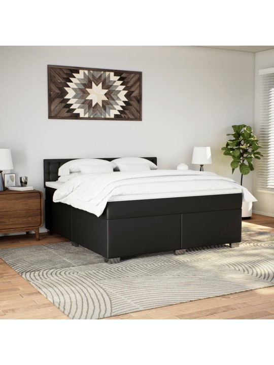 Box spring postel s matrací černá 180x200 cm umělá kůže