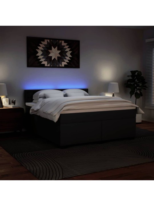 Box spring postel s matrací černá 180x200 cm umělá kůže