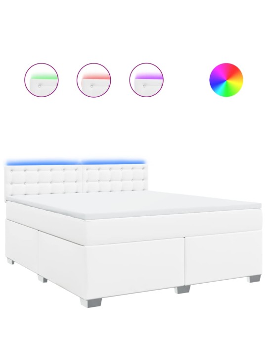 Box spring postel s matrací bílá 180x200 cm umělá kůže