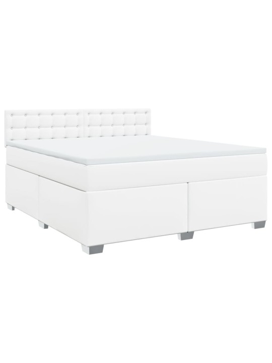 Box spring postel s matrací bílá 180x200 cm umělá kůže