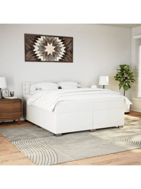 Box spring postel s matrací bílá 180x200 cm umělá kůže