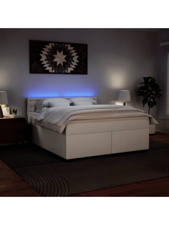 Box spring postel s matrací bílá 180x200 cm umělá kůže