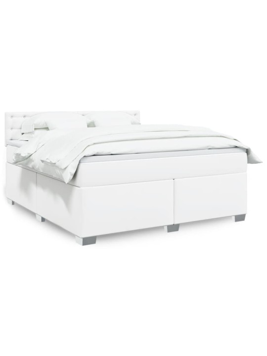 Box spring postel s matrací bílá 180x200 cm umělá kůže
