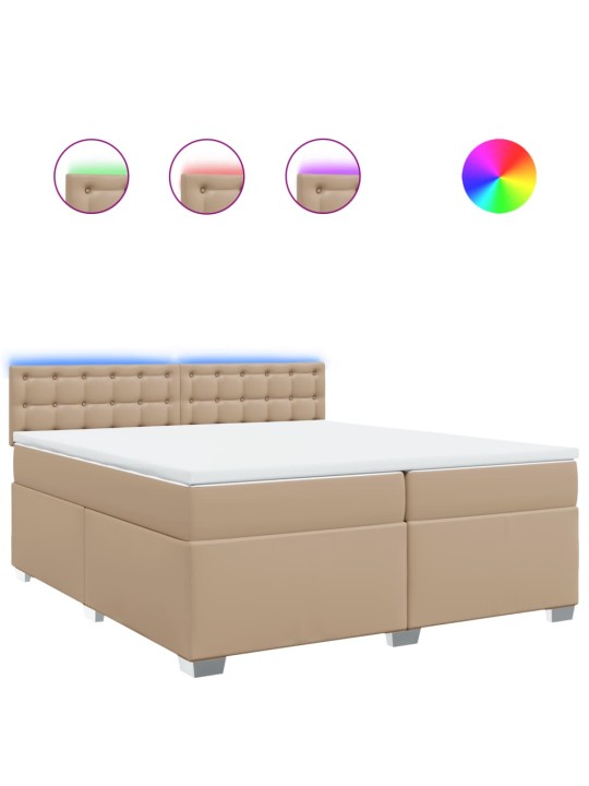 Box spring postel s matrací cappuccino 200 x 200 cm umělá kůže