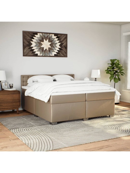 Box spring postel s matrací cappuccino 200 x 200 cm umělá kůže