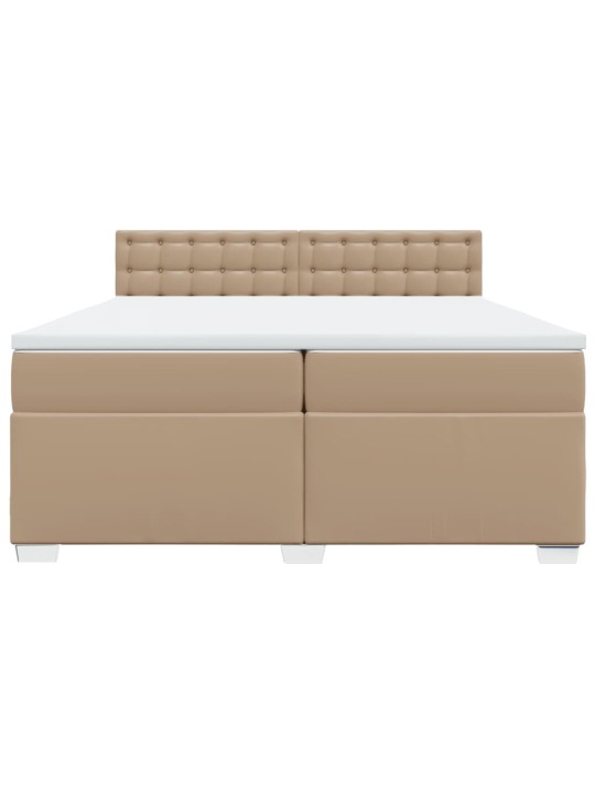 Box spring postel s matrací cappuccino 200 x 200 cm umělá kůže