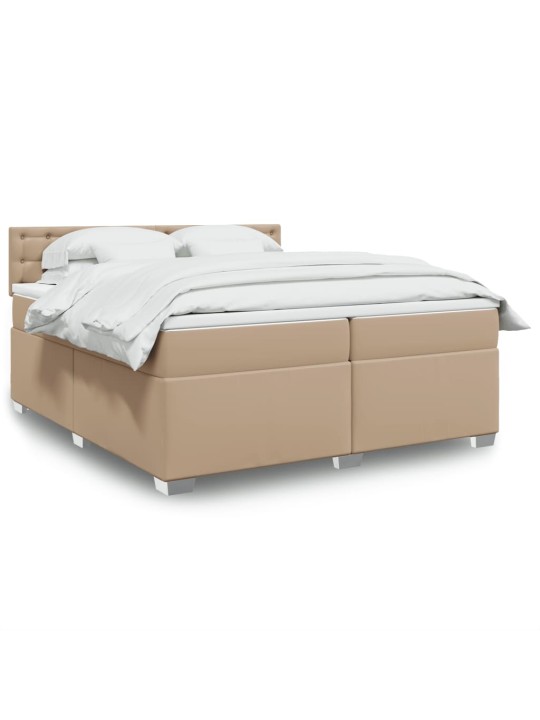 Box spring postel s matrací cappuccino 200 x 200 cm umělá kůže