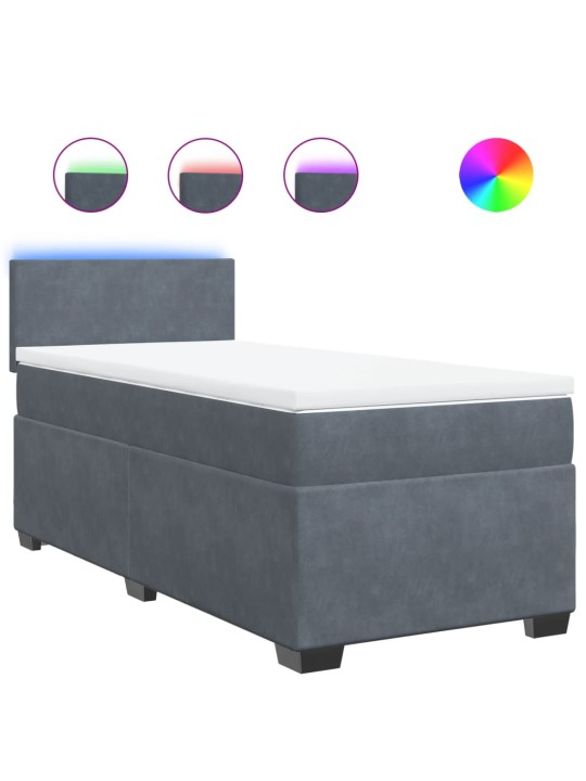 Box spring postel s matrací tmavě šedá 80 x 200 cm samet