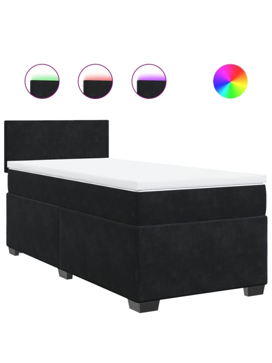 Box spring postel s matrací černá 80 x 200 cm samet