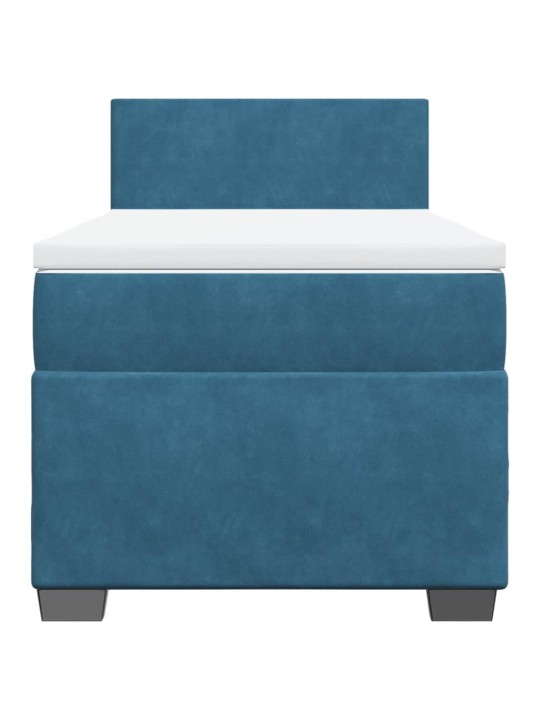 Box spring postel s matrací modrá 80 x 200 cm samet