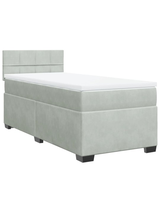 Box spring postel s matrací světle šedá 80 x 200 cm samet
