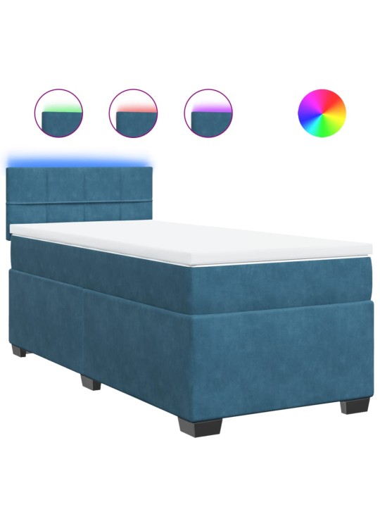 Box spring postel s matrací modrá 80 x 200 cm samet