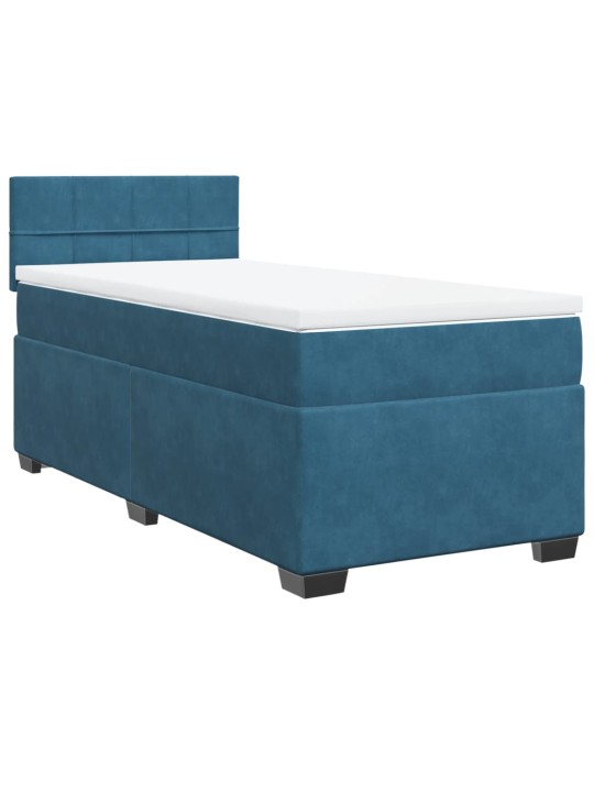 Box spring postel s matrací modrá 80 x 200 cm samet
