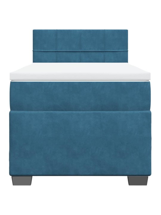 Box spring postel s matrací modrá 80 x 200 cm samet
