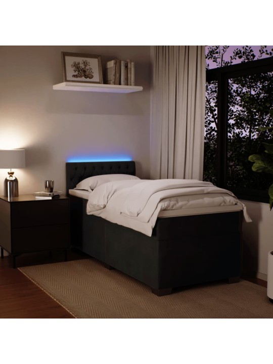 Box spring postel s matrací černá 80 x 200 cm samet