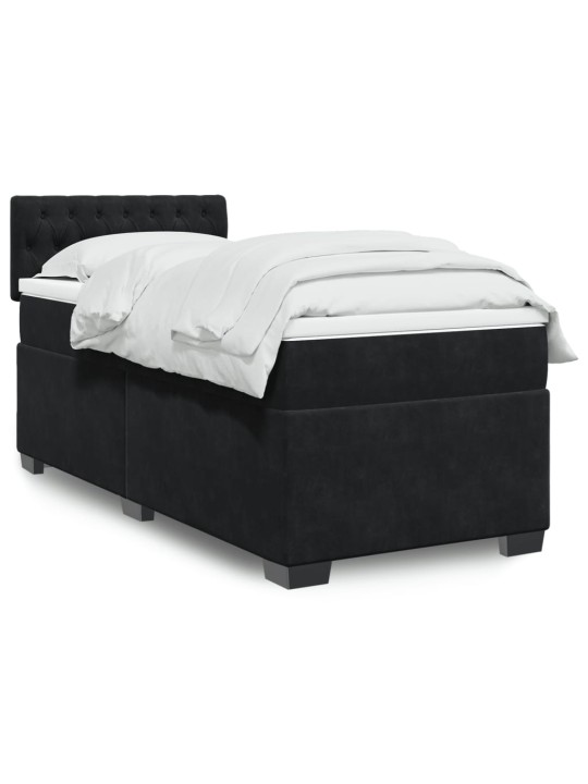 Box spring postel s matrací černá 80 x 200 cm samet