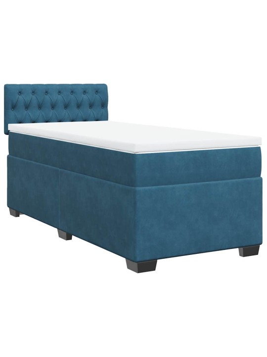 Box spring postel s matrací modrá 80 x 200 cm samet