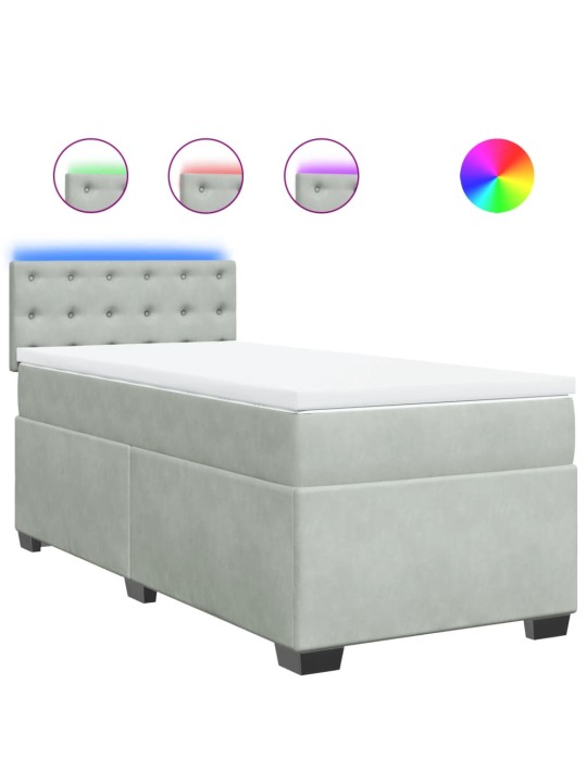 Box spring postel s matrací světle šedá 80 x 200 cm samet