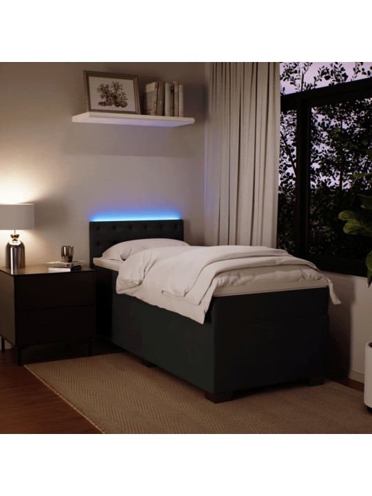 Box spring postel s matrací černá 80 x 200 cm samet