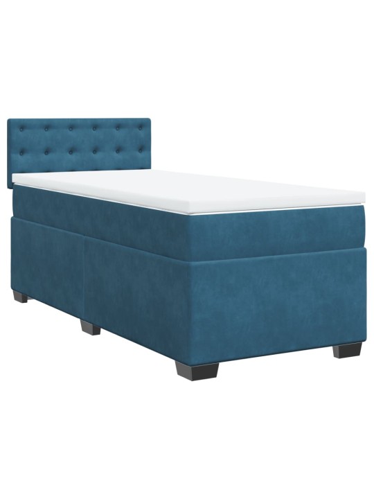 Box spring postel s matrací modrá 80 x 200 cm samet