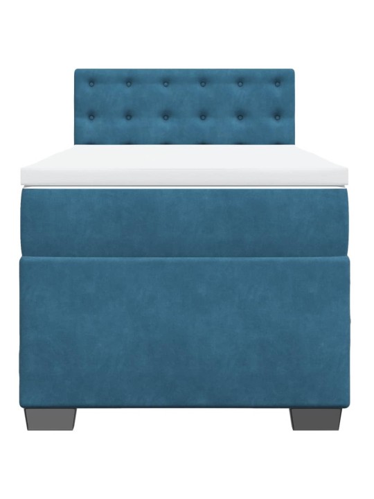 Box spring postel s matrací modrá 80 x 200 cm samet