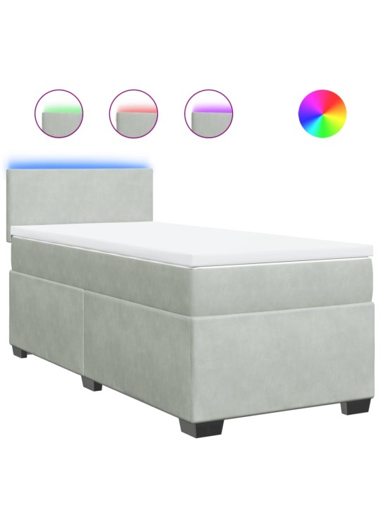 Box spring postel s matrací světle šedá 90x190 cm samet