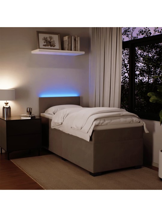 Box spring postel s matrací světle šedá 90x190 cm samet