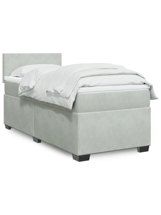 Box spring postel s matrací světle šedá 90x190 cm samet