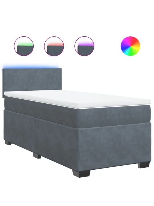 Box spring postel s matrací tmavě šedá 90x190 cm samet