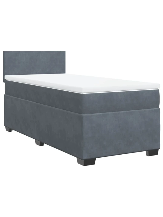 Box spring postel s matrací tmavě šedá 90x190 cm samet