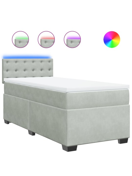 Box spring postel s matrací světle šedá 90x190 cm samet