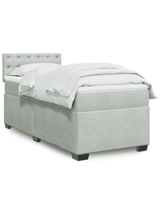 Box spring postel s matrací světle šedá 90x190 cm samet