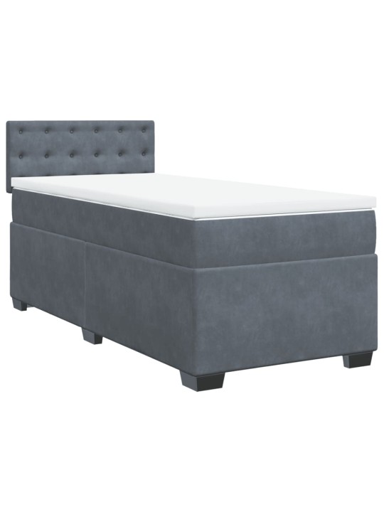 Box spring postel s matrací tmavě šedá 90x190 cm samet