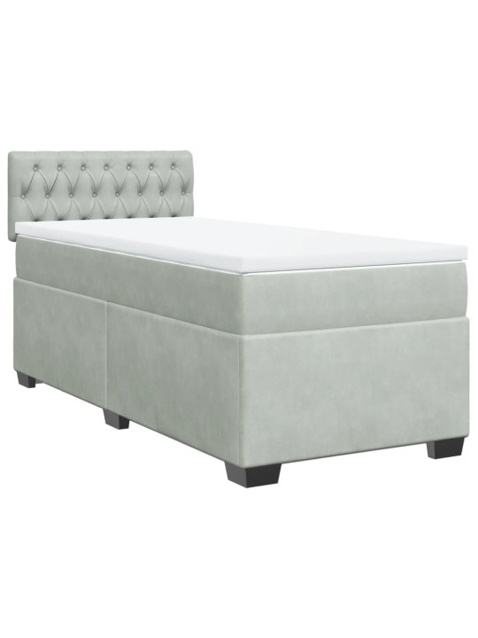 Box spring postel s matrací světle šedá 90x190 cm samet