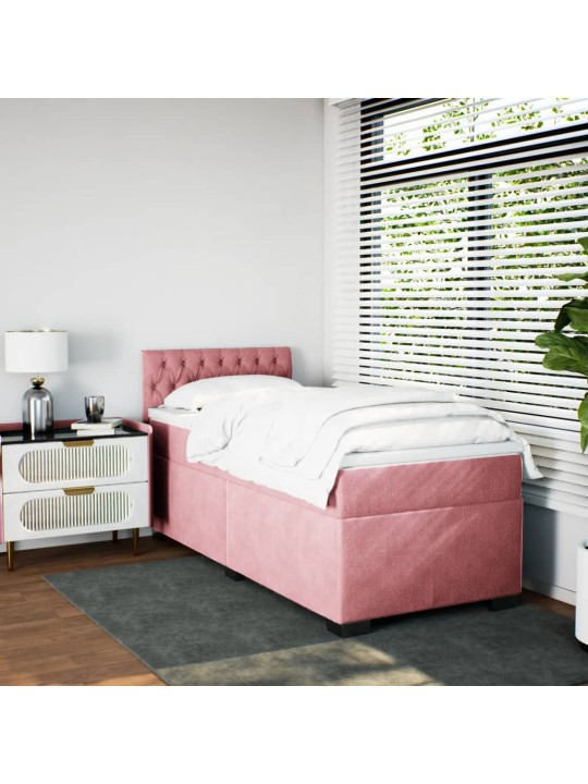 Box spring postel s matrací růžová 90x190 cm samet