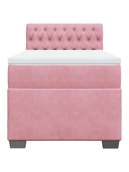 Box spring postel s matrací růžová 90x190 cm samet