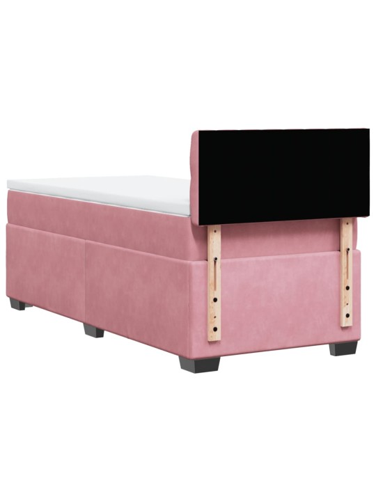 Box spring postel s matrací růžová 90x190 cm samet