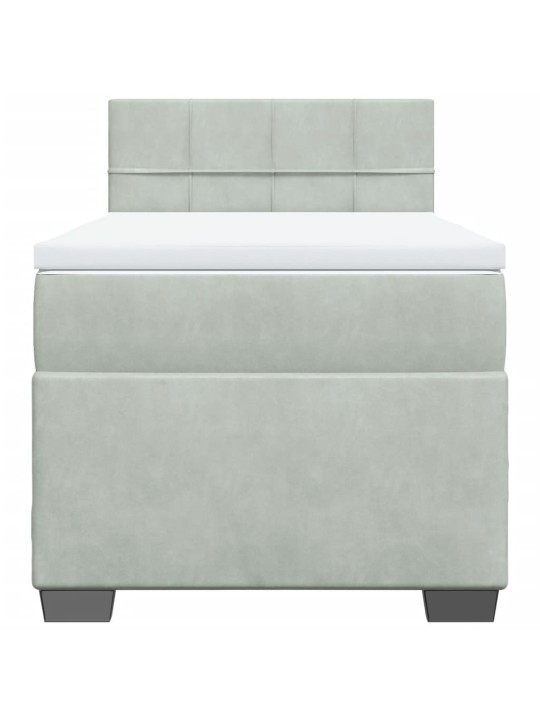 Box spring postel s matrací světle šedá 90x190 cm samet