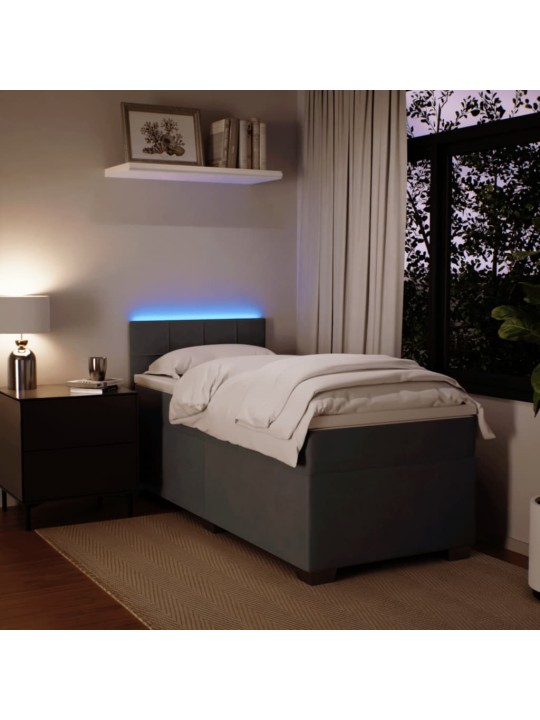 Box spring postel s matrací tmavě šedá 90x190 cm samet