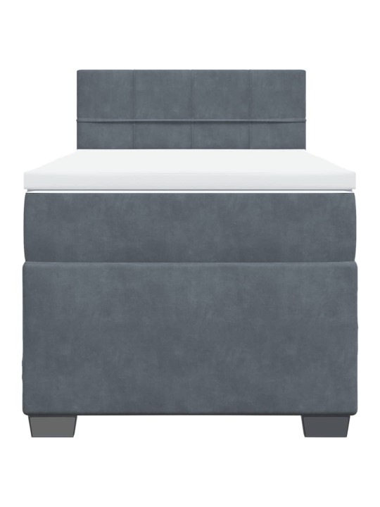 Box spring postel s matrací tmavě šedá 90x190 cm samet