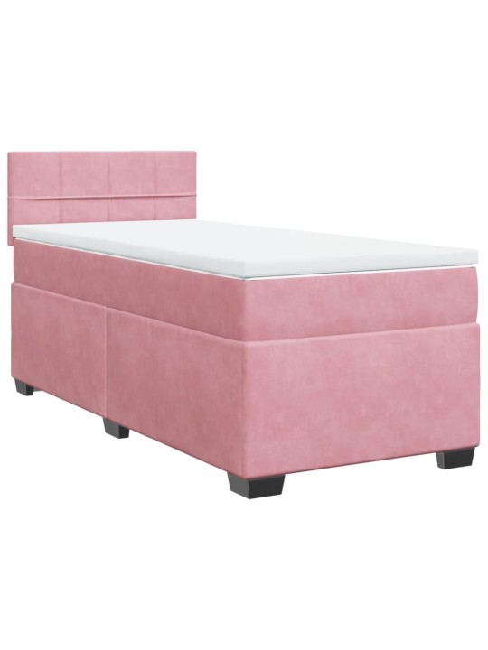 Box spring postel s matrací růžová 90x190 cm samet